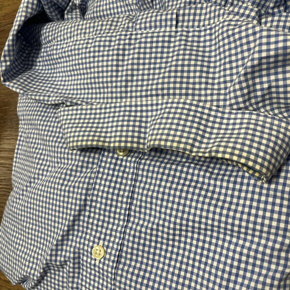M - Polo Ralph Lauren Pink Logo Blue Gingham Men's Long Sleeve Shirt - Details - Picture 3 of 6